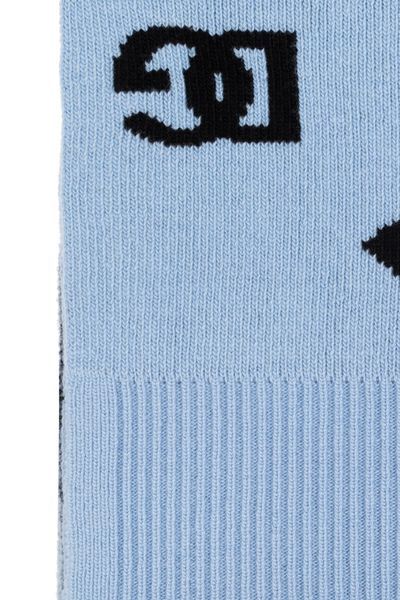 Dolce & Gabbana Intarsia-knit Logo Scarf In Blue