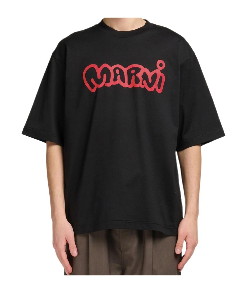 Marni Logo-print Cotton-jersey T-shirt In Black