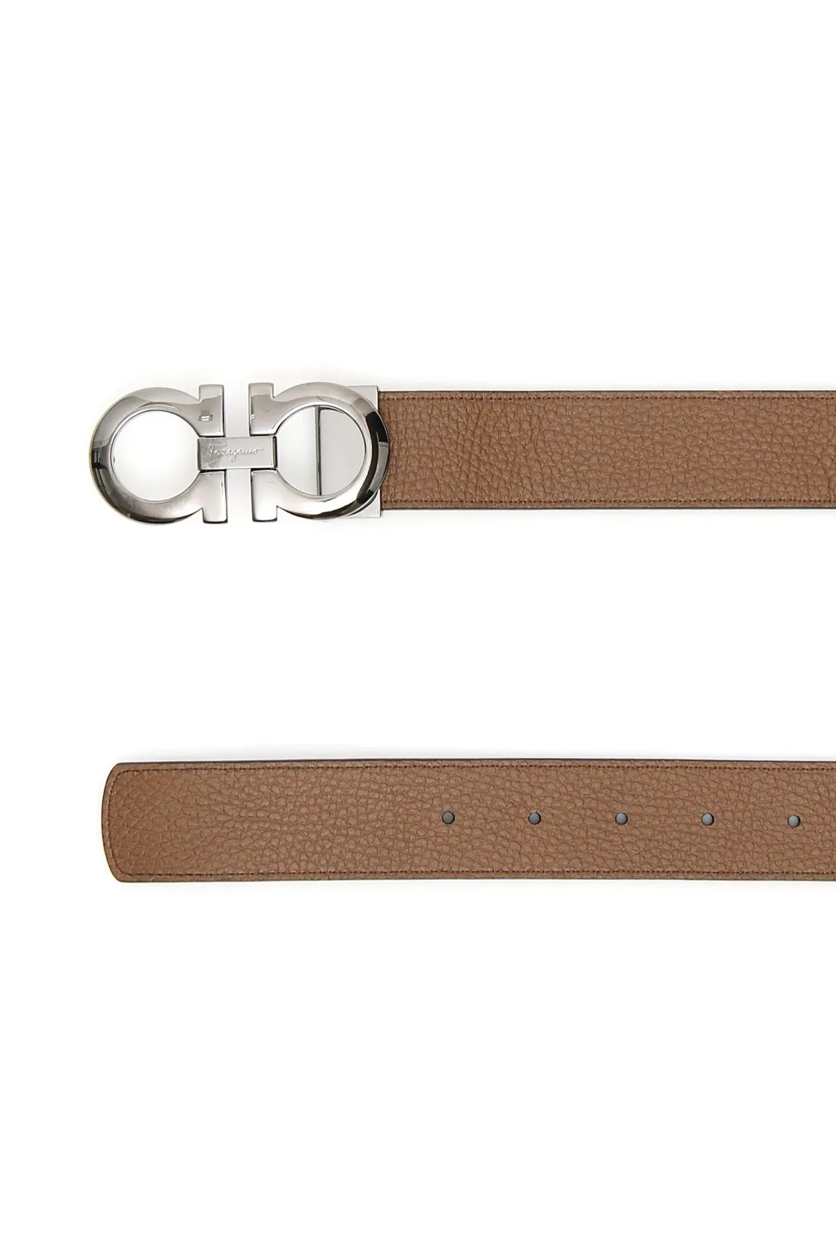 Ferragamo Double-sided Belt In Gray