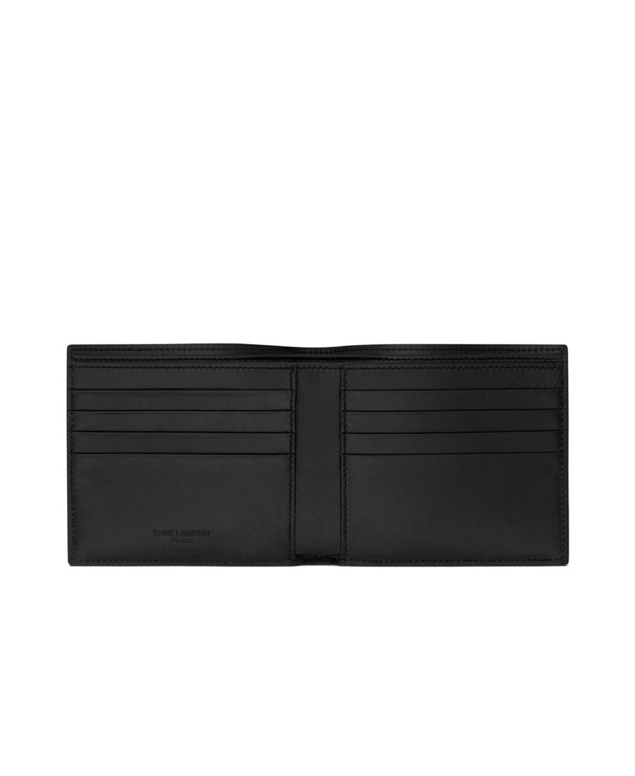 Saint Laurent Paris East/west Wallet In Coated Bark Leather In Black