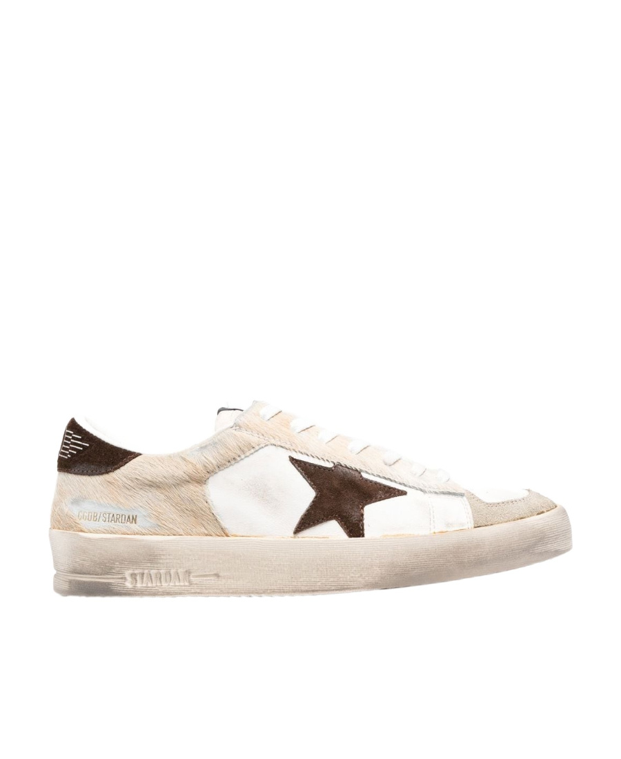 Golden Goose Mens Stardan In Nappa And Pony Skin With Brown Suede Star