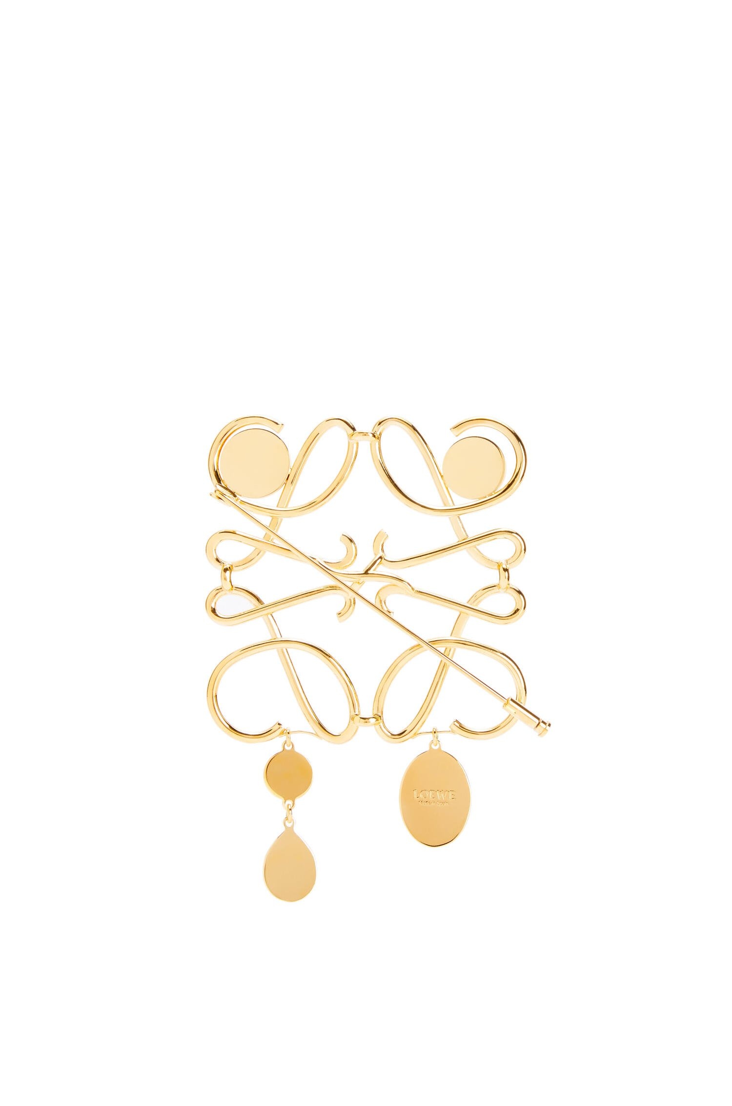 Loewe Xl Anagram Brooch In Metal In Yellow