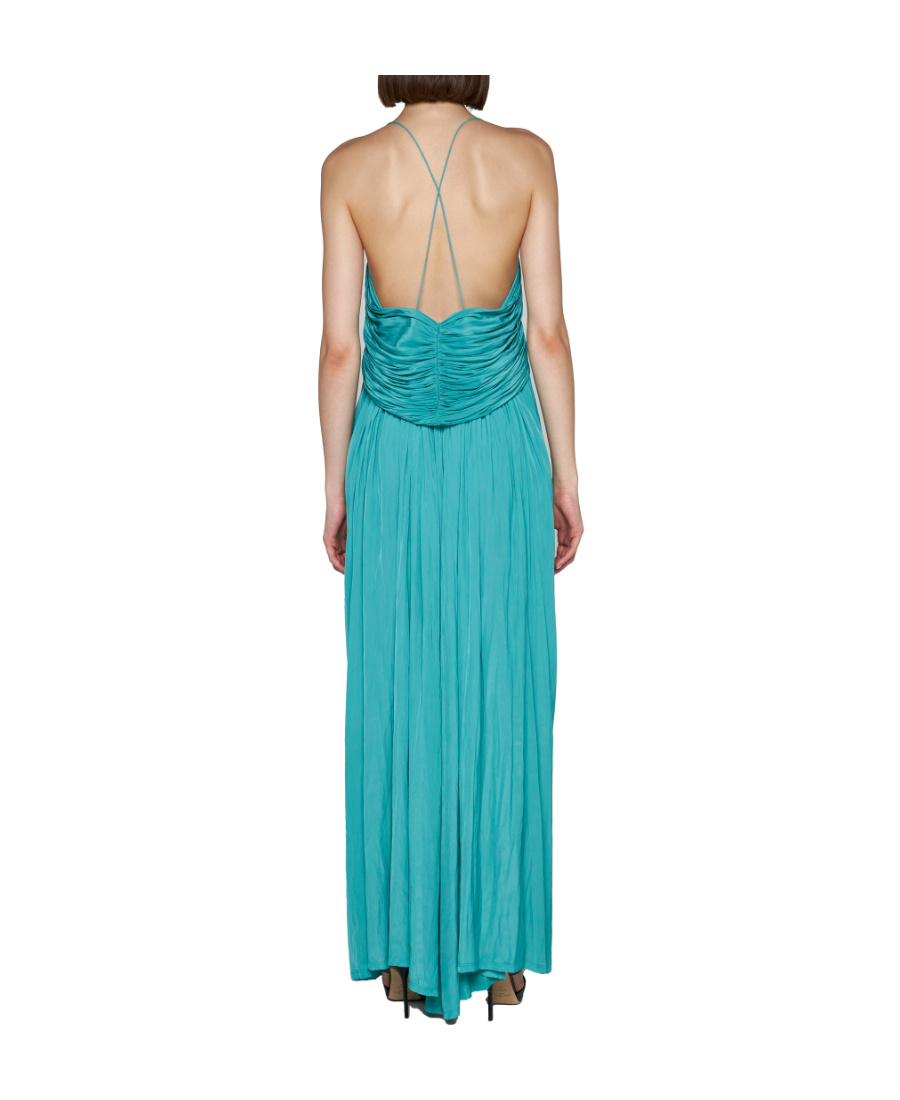 Lanvin Pleated Long Dress In Blue