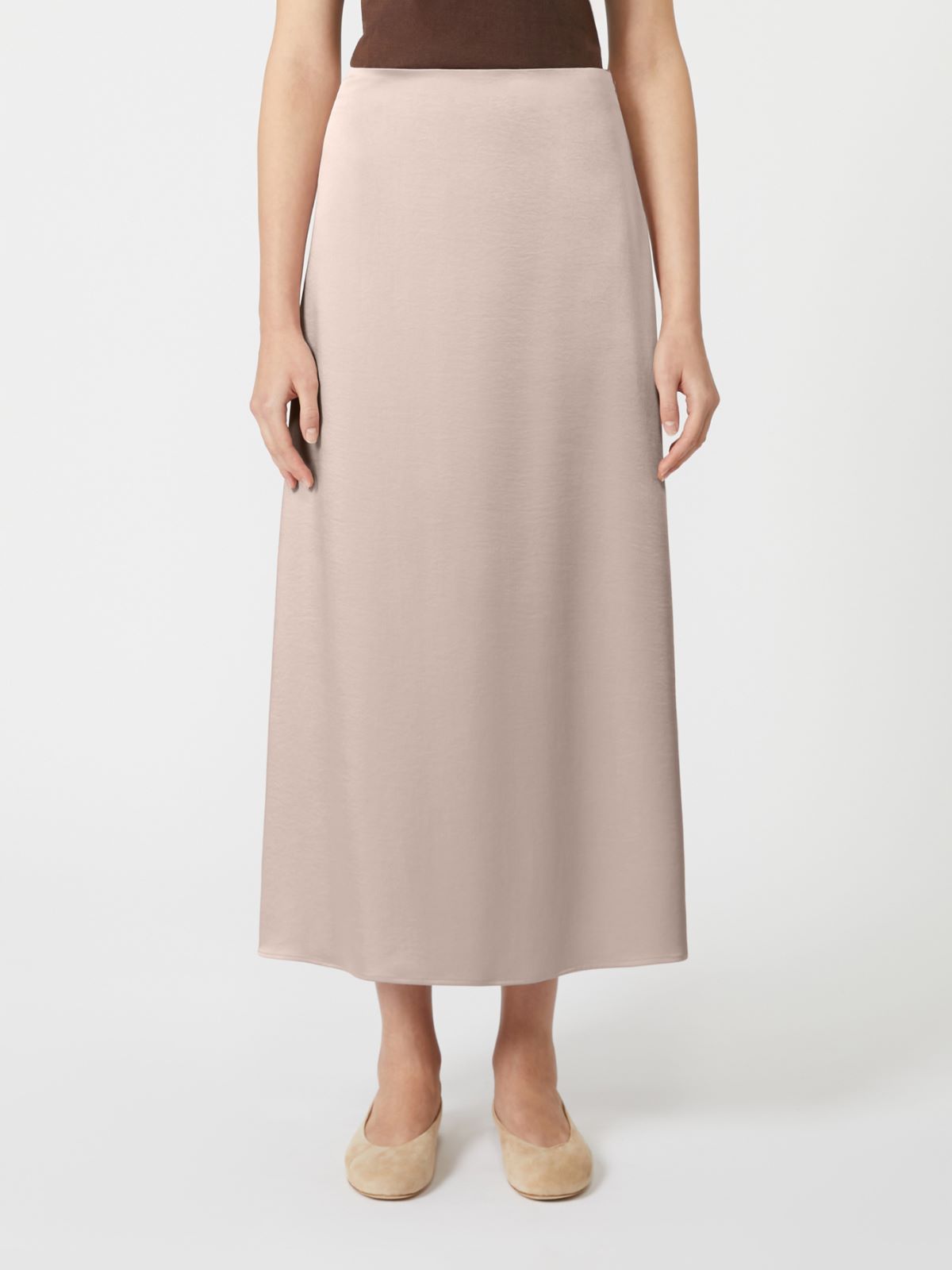 Weekend Max Mara Omens Powder Angelo Satin Midi Skirt In Neutral