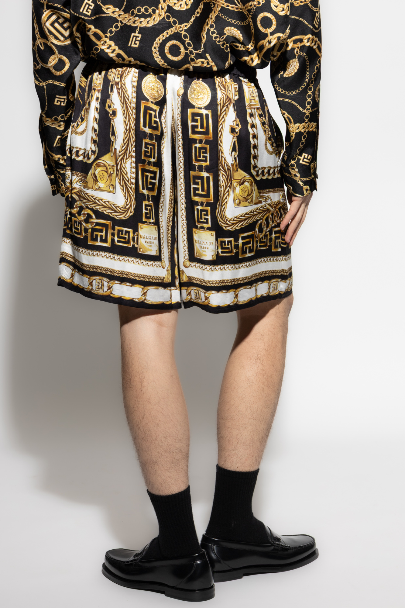 Balmain Relaxed Fit Printed Shorts In Black