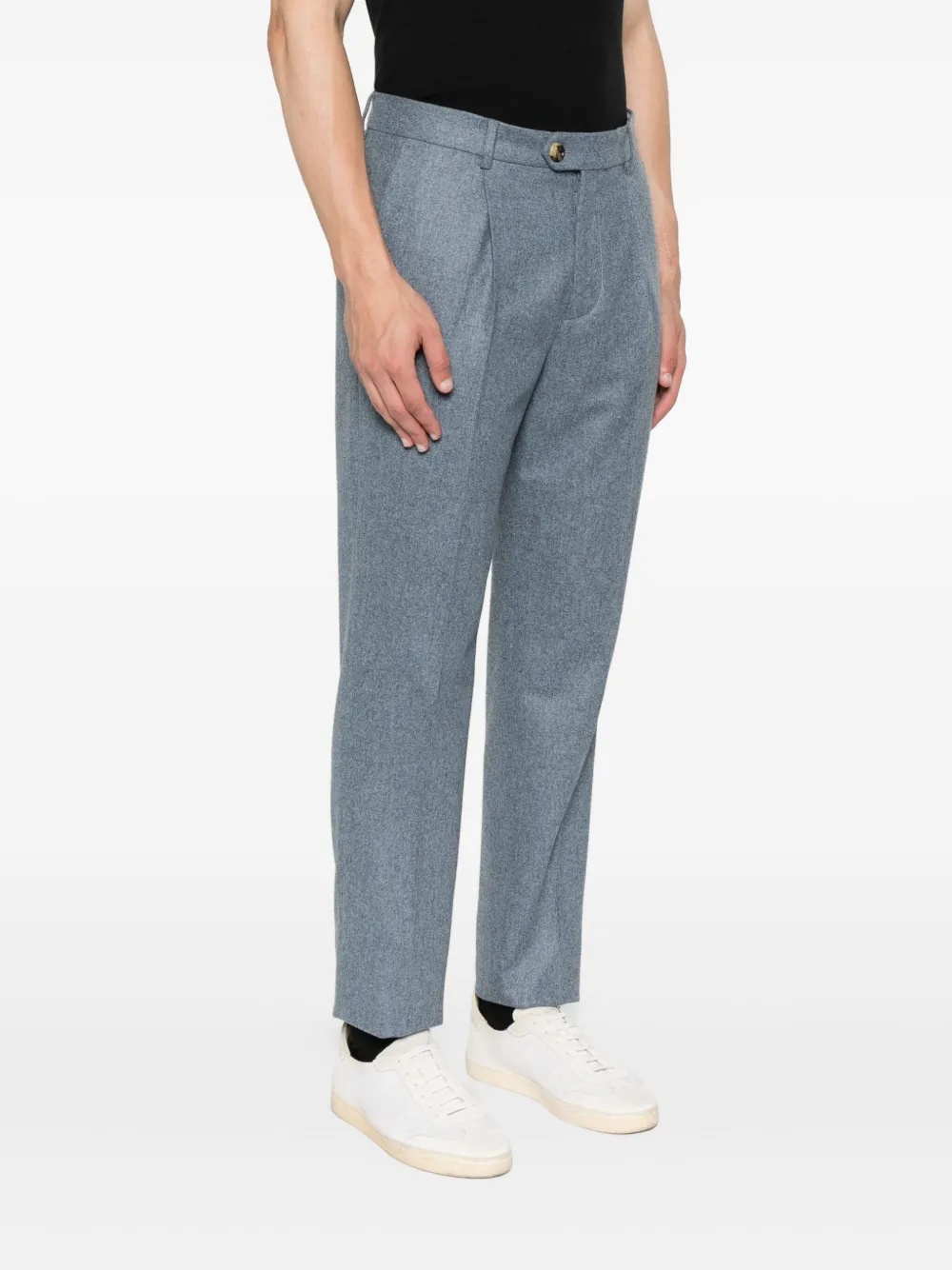 Brunello Cucinelli Pleated Wool Trousers In Blue