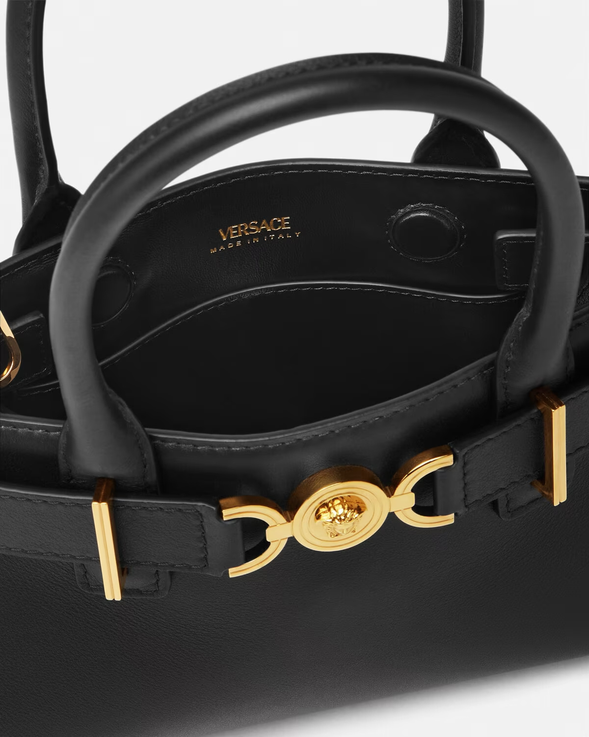Versace Medusa 95 Large Leather Tote Bag In Black