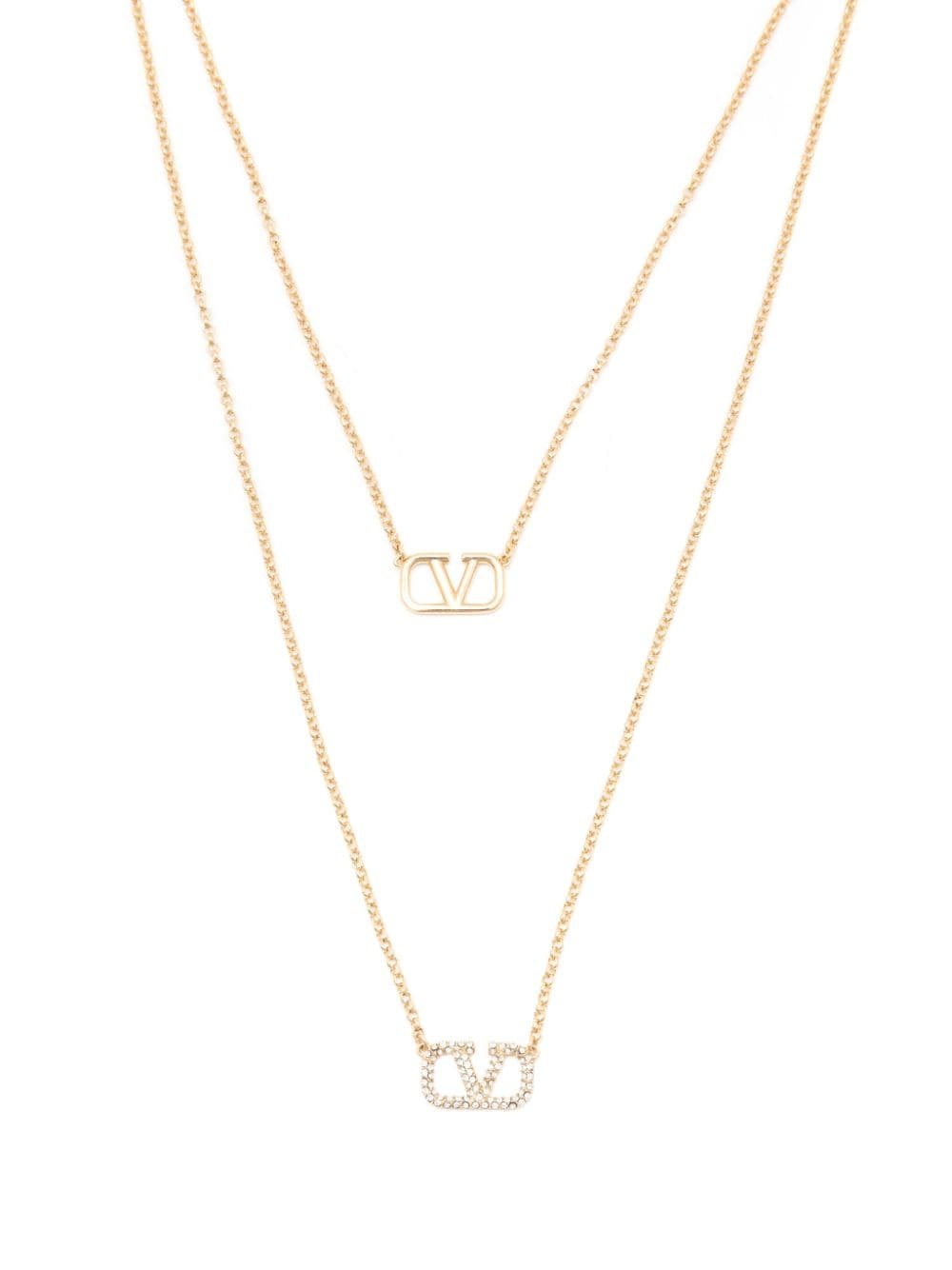 Valentino Vlogo Signature Double-chain Necklace In Yellow