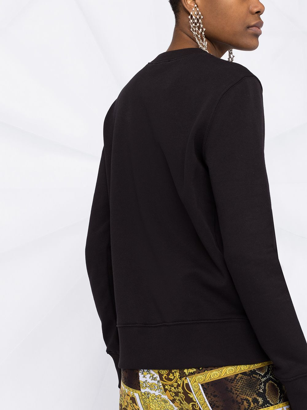 Versace Jeans Logo-print Crew-neck Sweatshirt In Black
