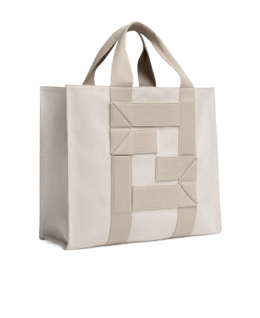Fendi Large Ribbon Splicing Tote Handbag In Gray