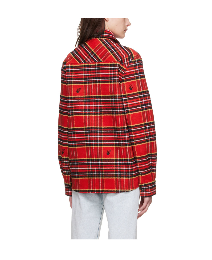 Off-white Tartan-check Logo-embroidered Shirt In Red