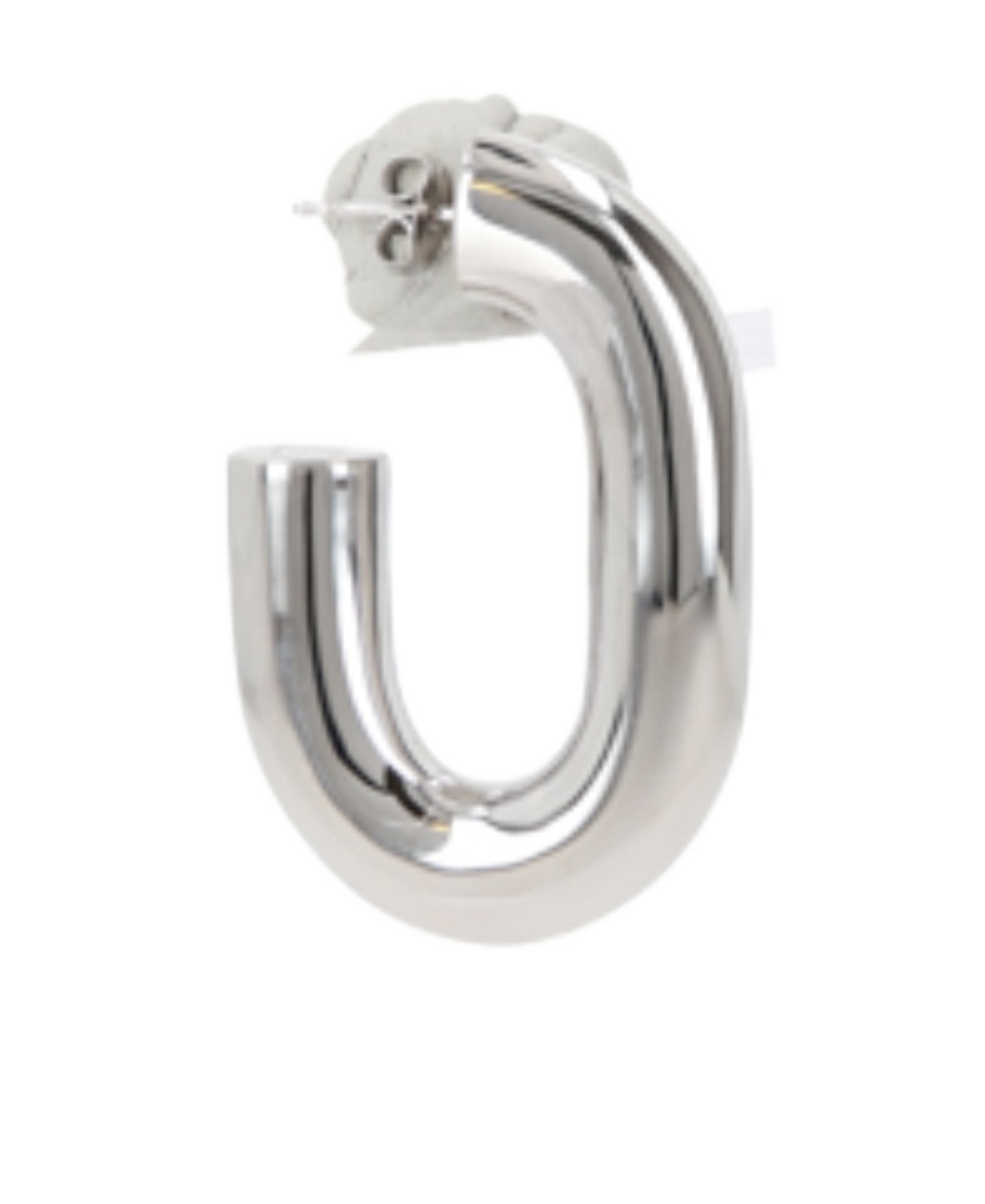 Rabanne Xl Link Hoop Earrings In Gray