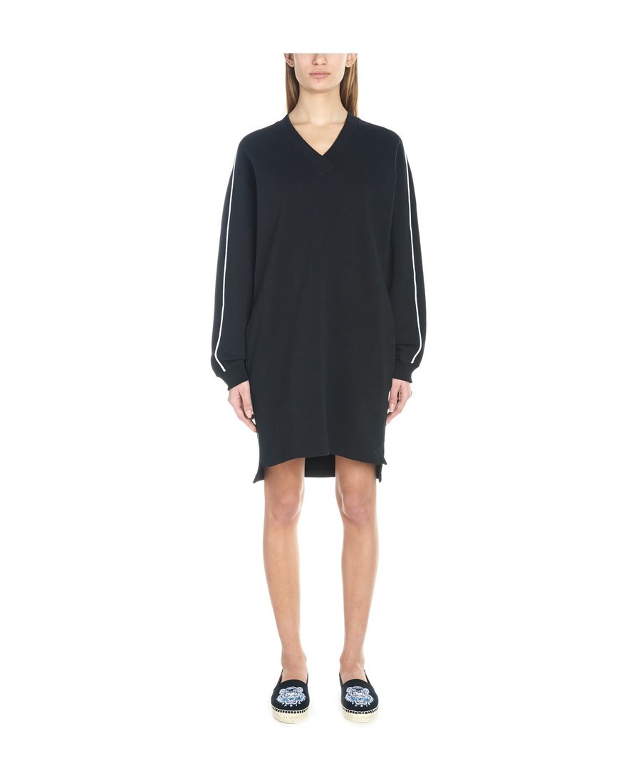 Kenzo Black Logo Print Sports Dress In Green