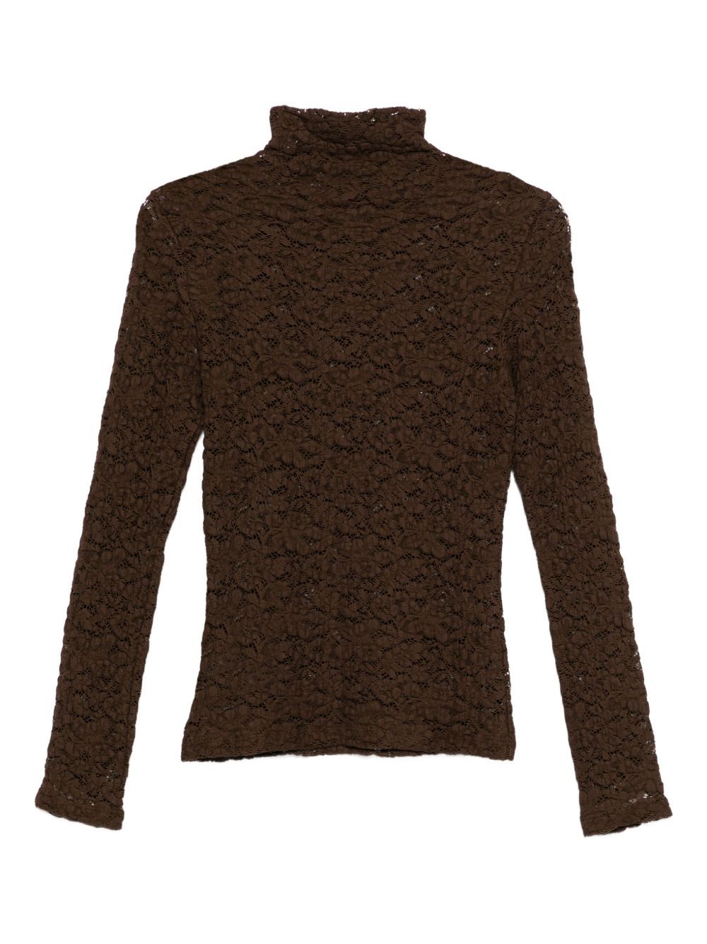 Seventy Lace High-neck Sweater In Brown