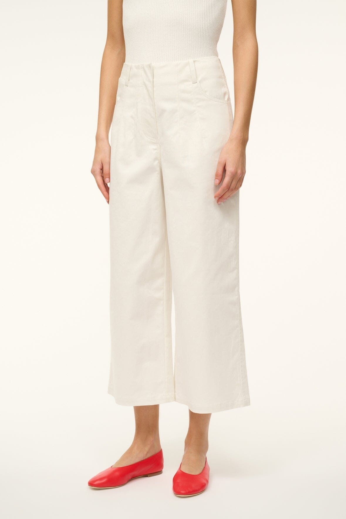 Staud Belt-loop Casual Pants In White