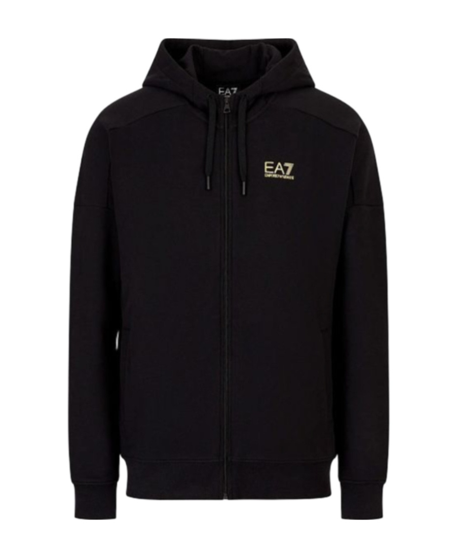 Shop Ea7 Logo-print Zip-up Hoodie In Black