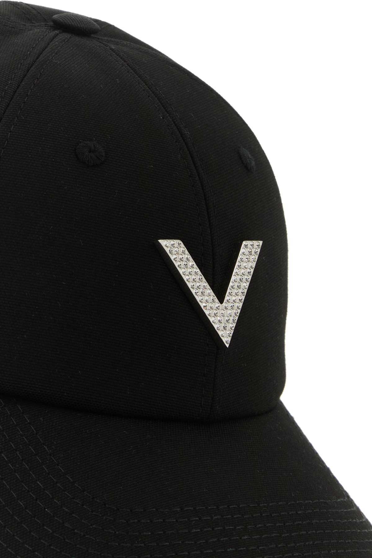 Valentino Garavani Women Black Stretch Cotton Baseball Cap In Black