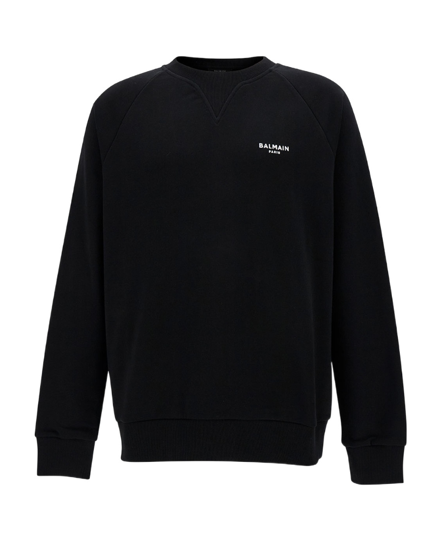 Shop Balmain Flocked Sweatshirt In Black