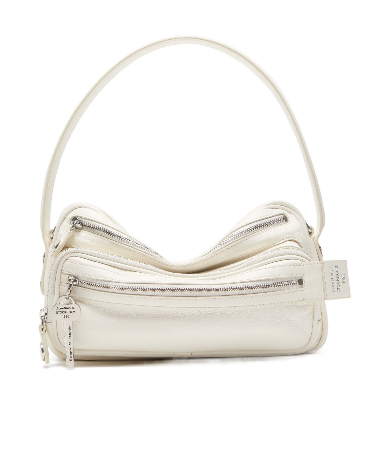 Acne Studios Triple-zip Leather Shoulder Bag In White