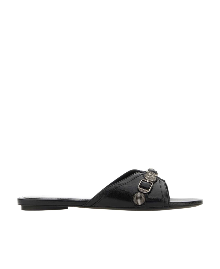 Balenciaga Open-toe Sandals With Decorative Buckle Detail In Black