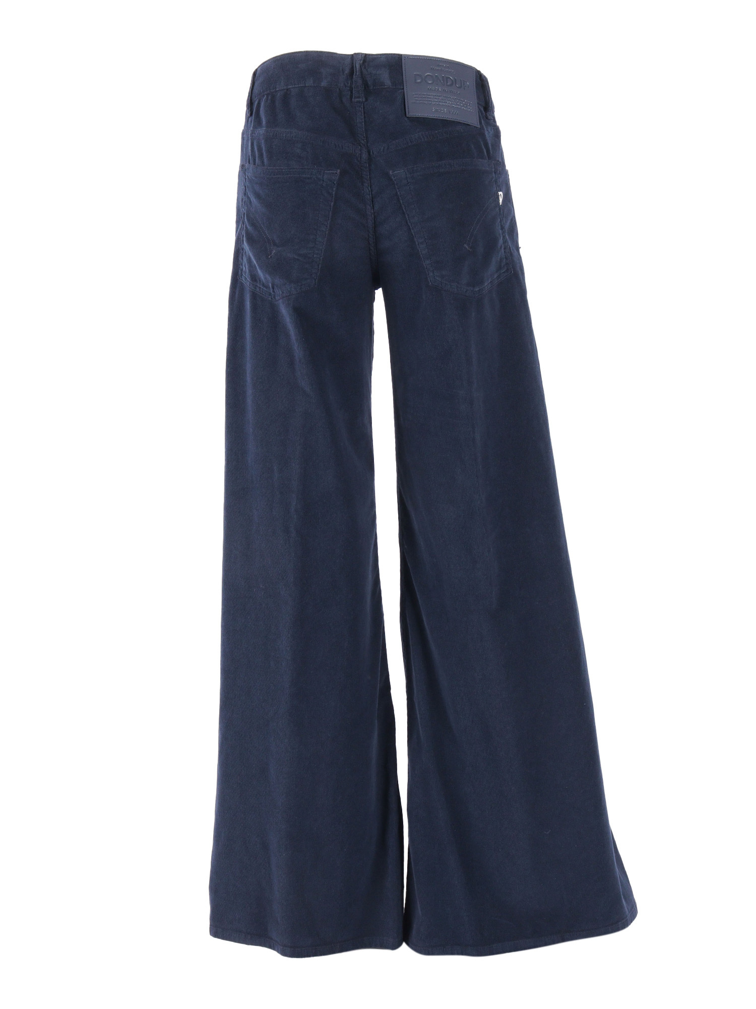 Dondup Wide-leg Navy High-waist Pants In Blue