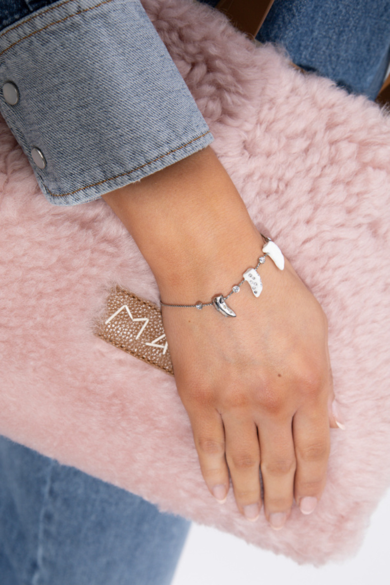 Marni Crystal-embellished Charm Bracelet In Silver