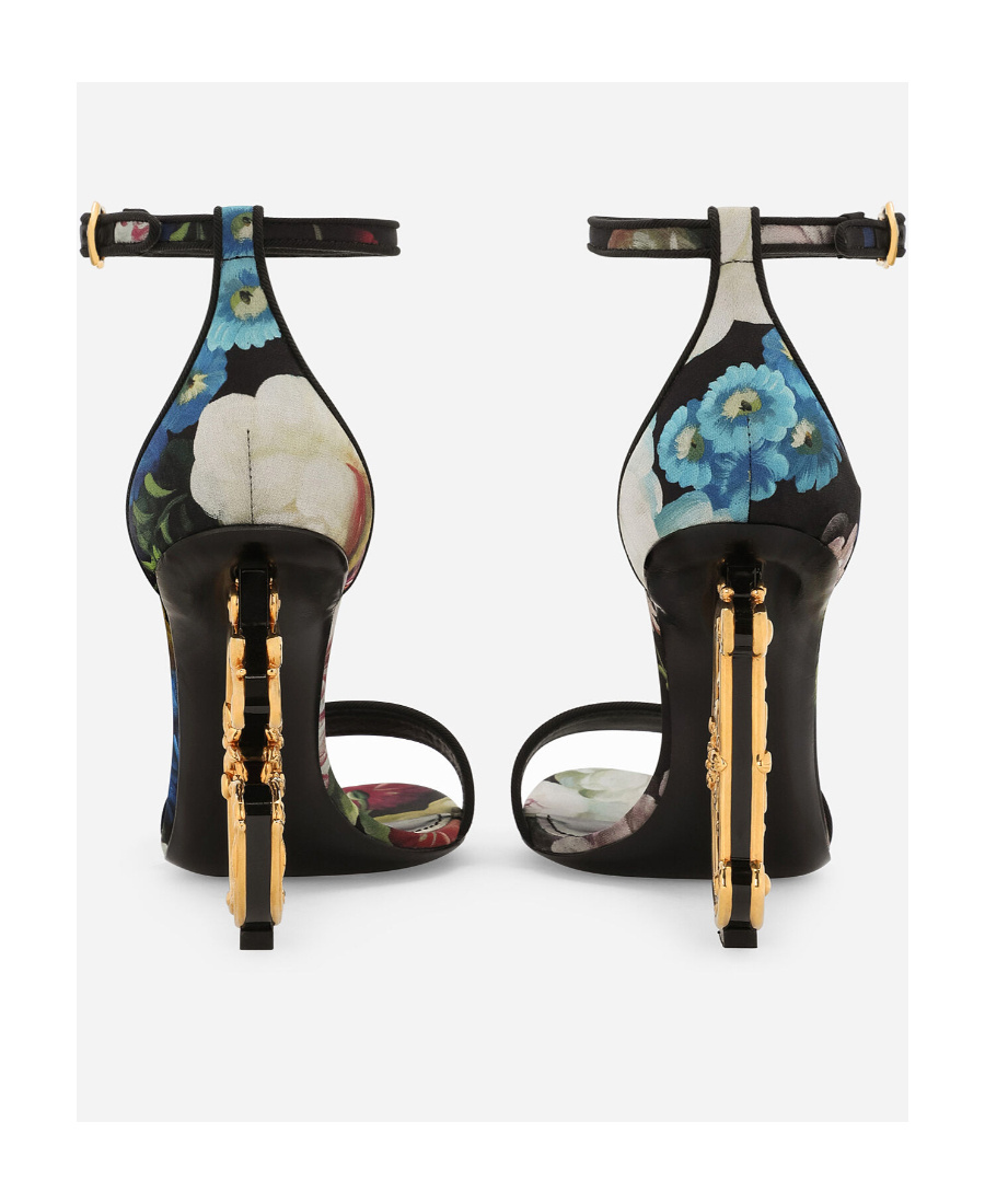 Dolce & Gabbana Keira 105 Floral Satin Sandals In Black