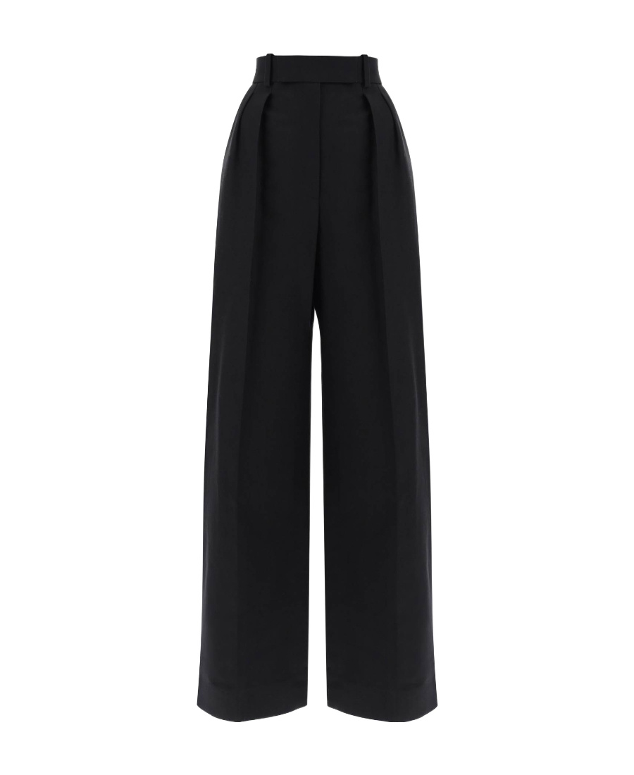 Khaite High-waisted Wide-leg Trousers In Luxurious Satin In Black