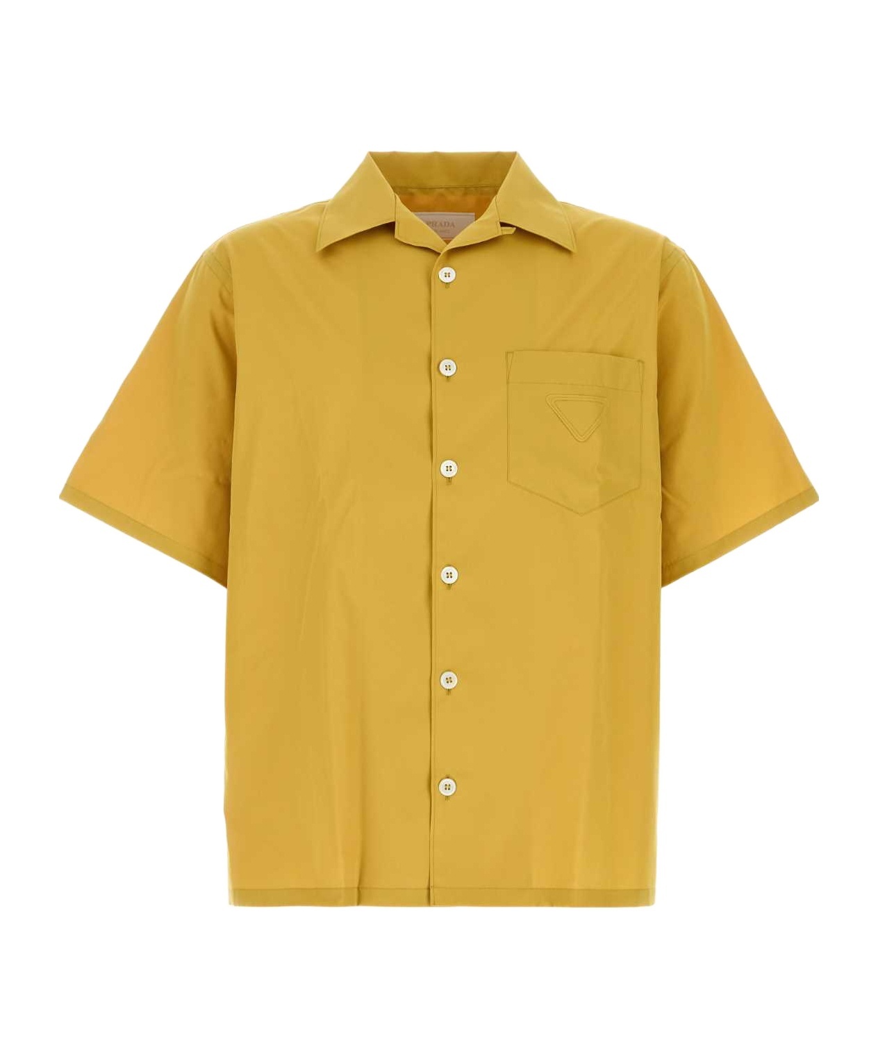 Prada Men's Mustard Poplin Shirt In Yellow