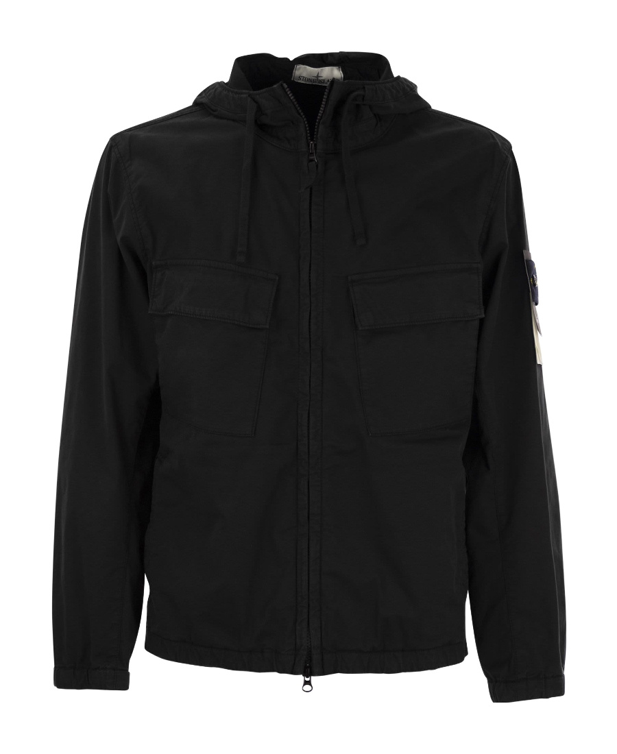 Stone Island Cotton Twill Hooded Jacket In Multi