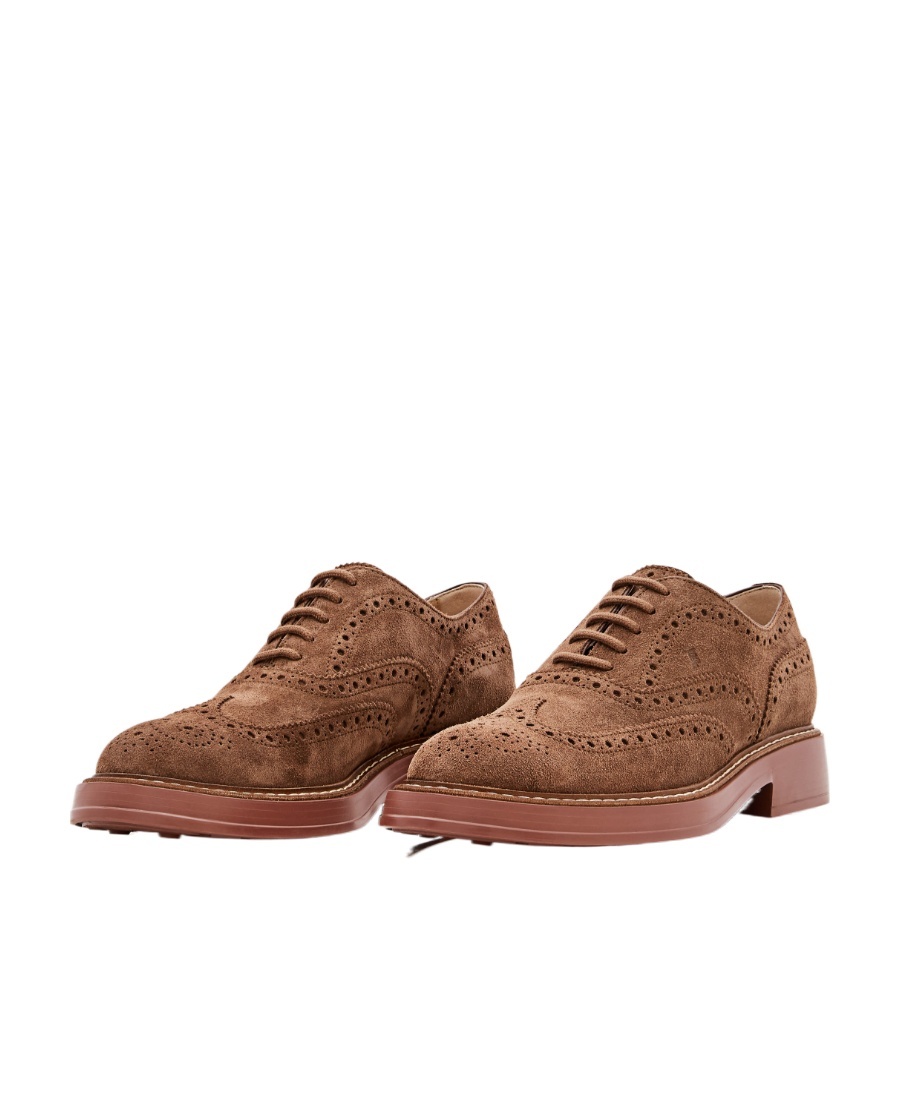 Tod's Lace-up Suede Brogues In Brown