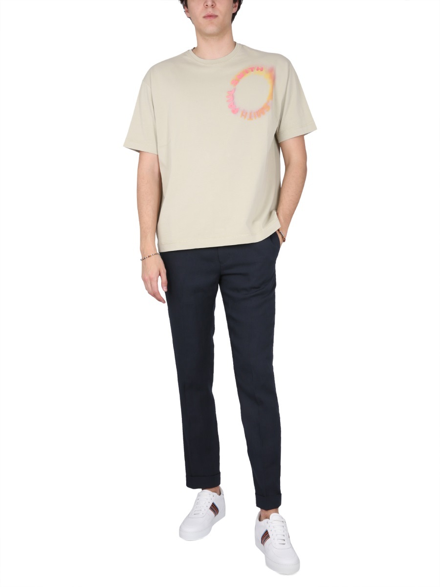 Shop Paul Smith Logo Printed Crewneck T-shirt In White