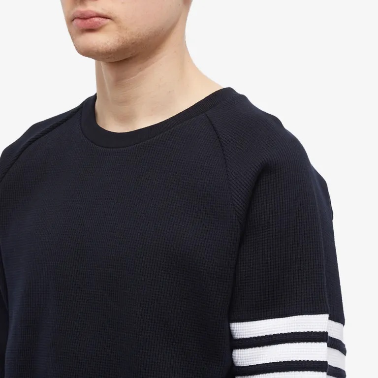 Thom Browne Milano Four Bar Stripe Crew Knit Pullover In Navy Blue