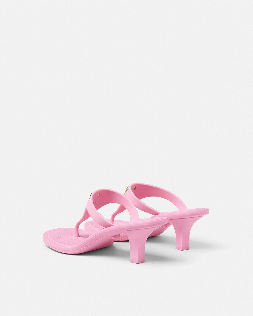 Versace Pink Alia Rubber Thong 55 Heeled Sandals