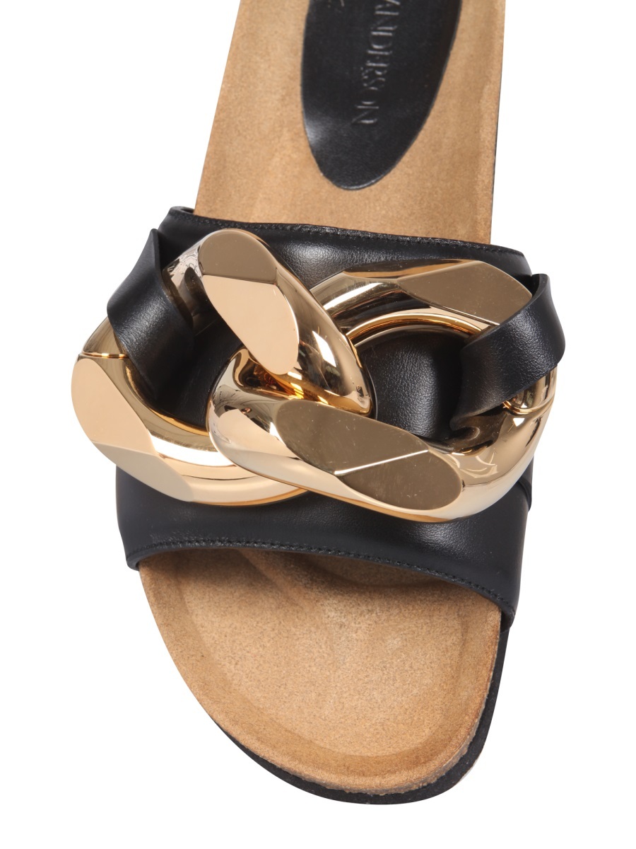 Jw Anderson Chain-link Detail Slip-on Sandals In Black