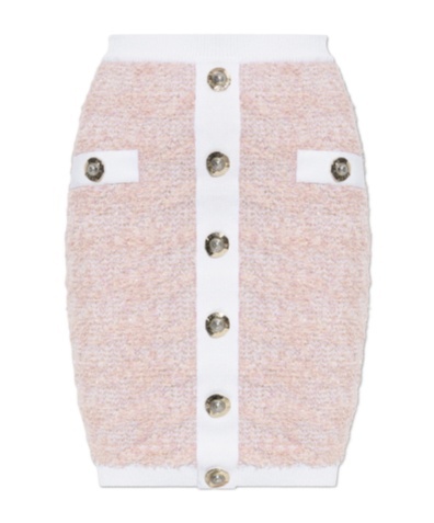 Balmain Tweed Pencil Skirt In Pink