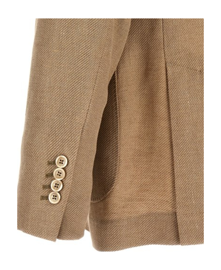 Brunello Cucinelli Linen Blend Single-breasted Blazer In Brown