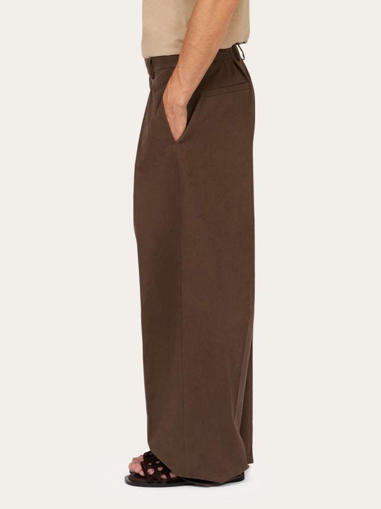 Ferragamo Wide-leg Pleated Trousers In Brown