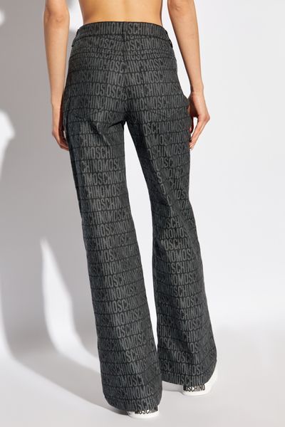 Moschino Monogram-jacquard Trousers In Black