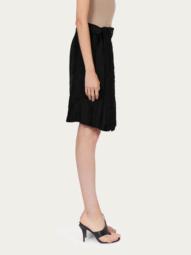 Ferragamo Wrap Midi Skirt In Black