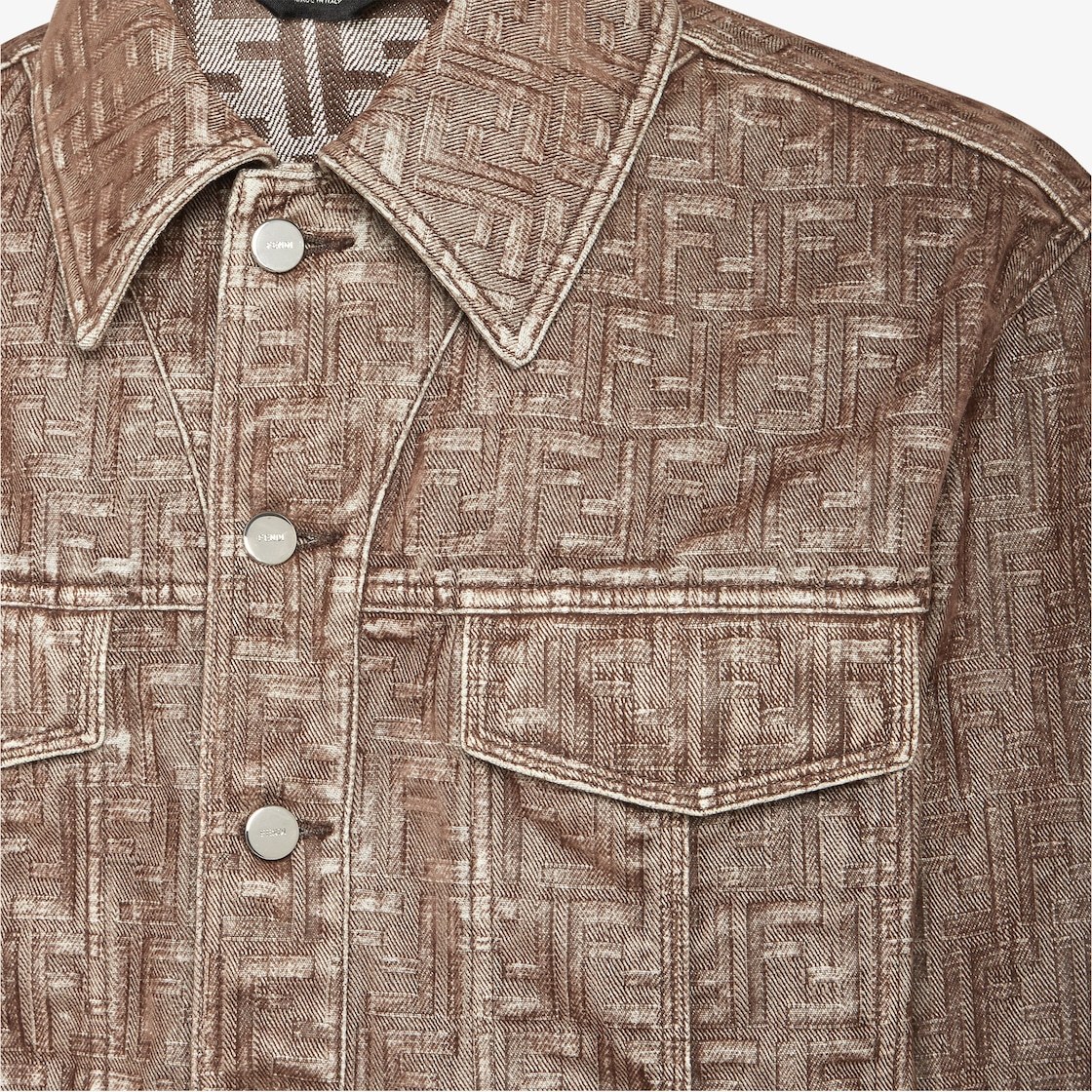 Fendi Single-breasted Denim Jacket In Nude