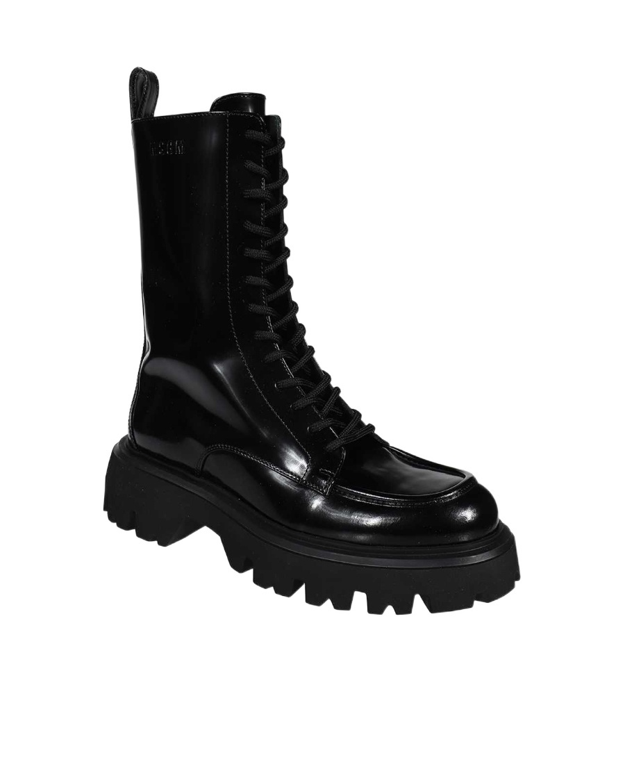 Msgm Lace-up Ankle-high Boots In Black