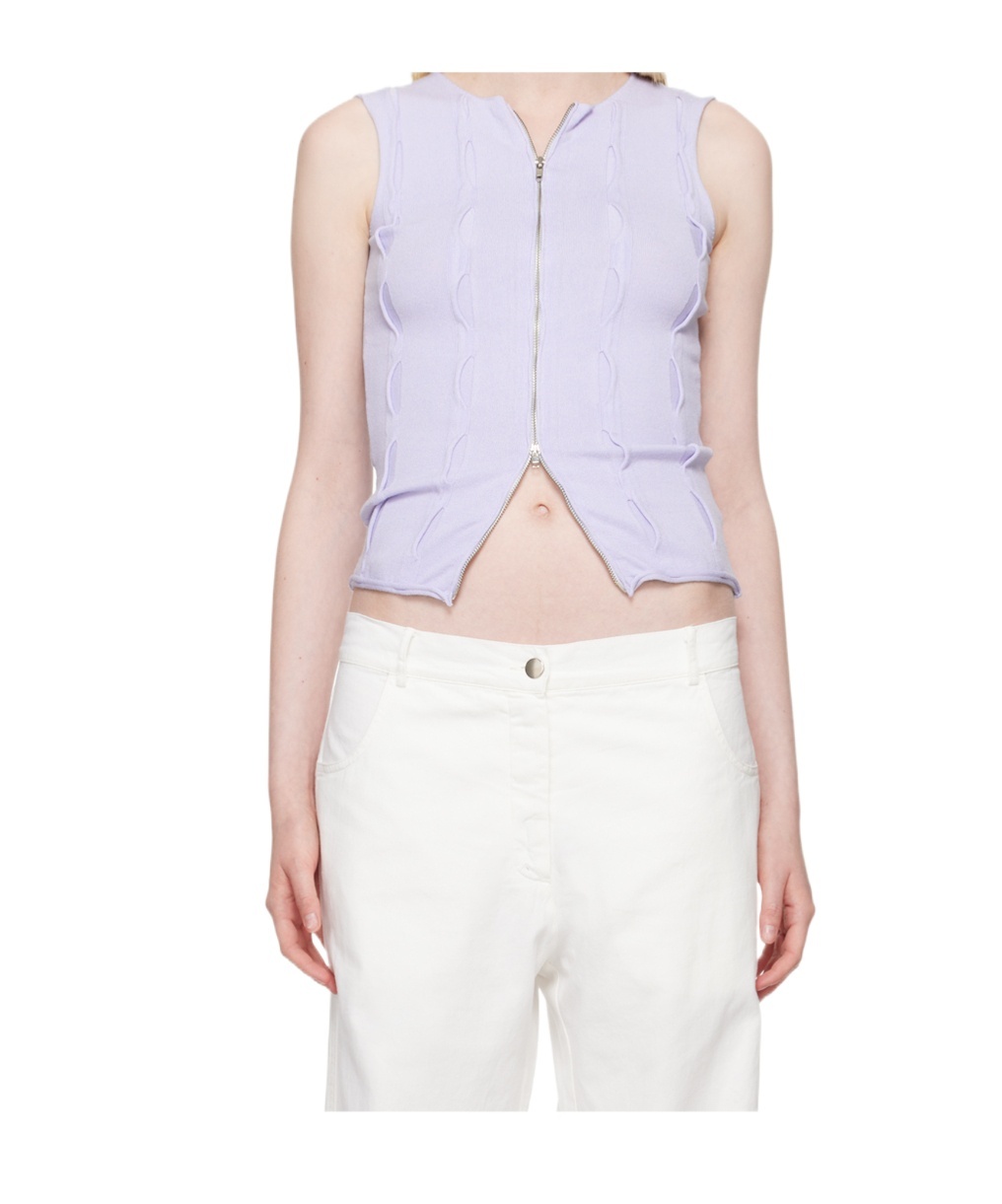 Gimaguas Blue Forat Tank Top In White