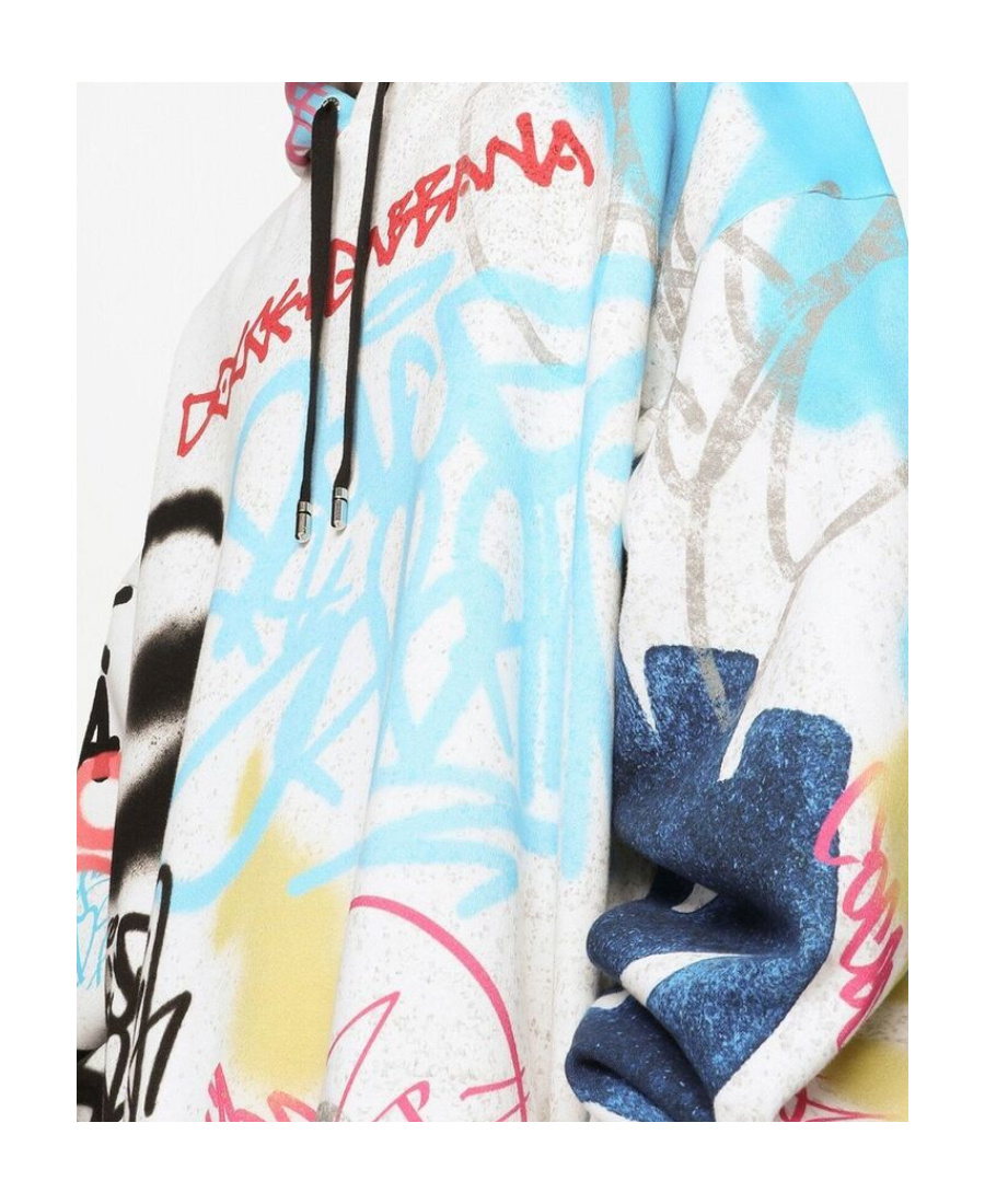 Dolce & Gabbana Loom 56 Felpa Stampa Graffiti Colorata In White