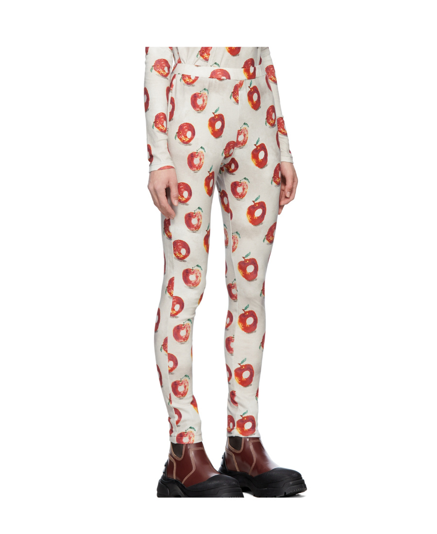 Undercover Apple-print Cotton Leggings In White