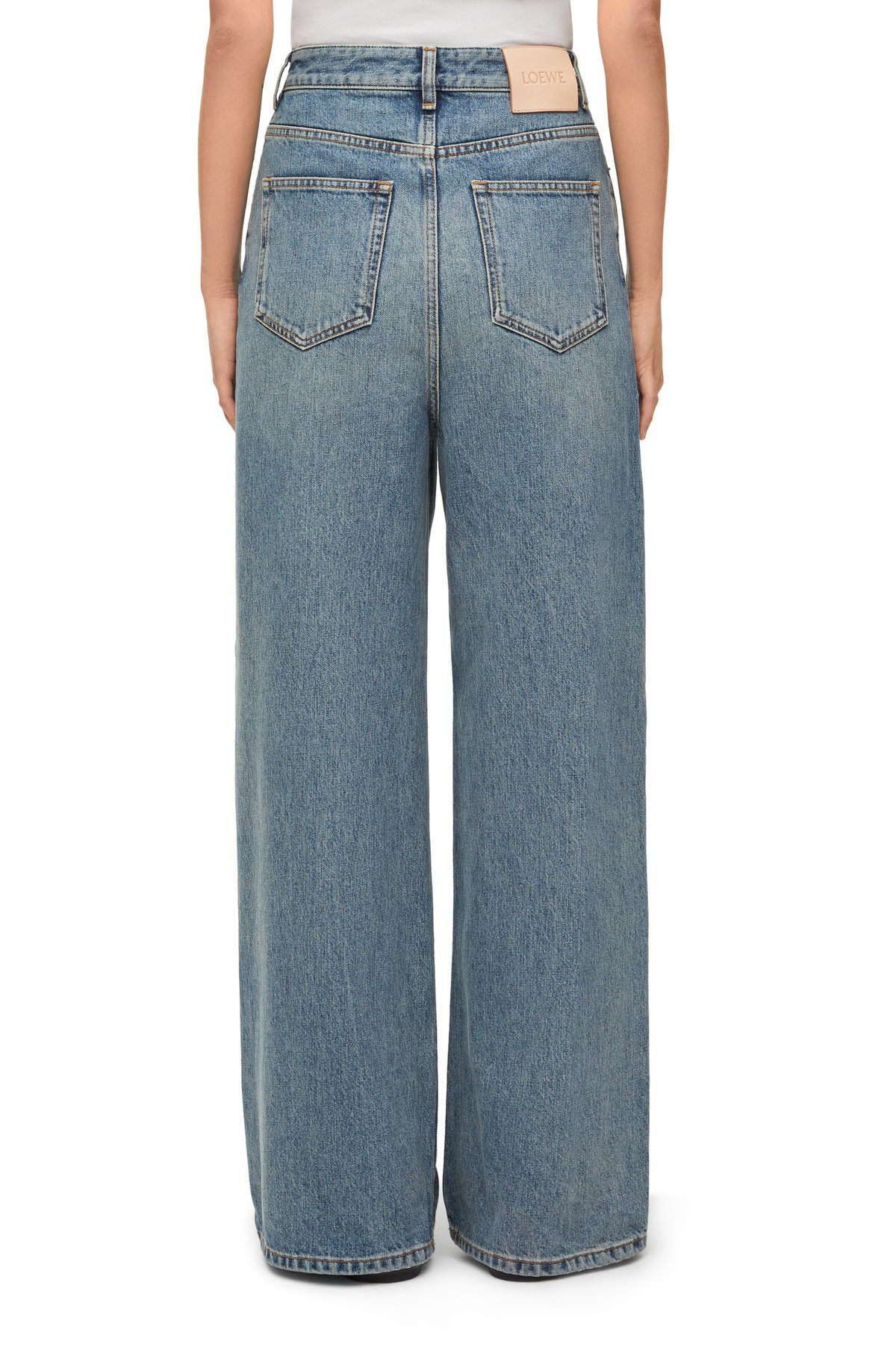 Loewe High Waist Denim Trousers In Gray