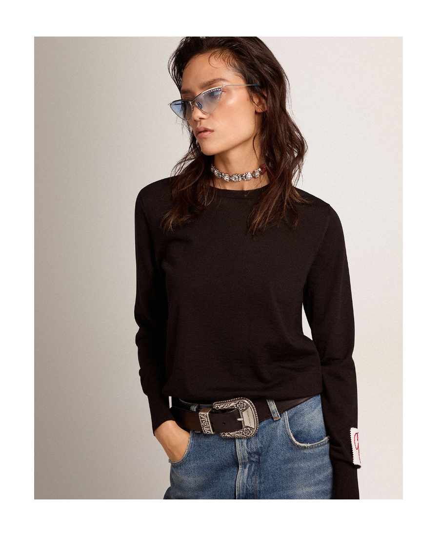 Golden Goose Distressed Wool Jumper In Black