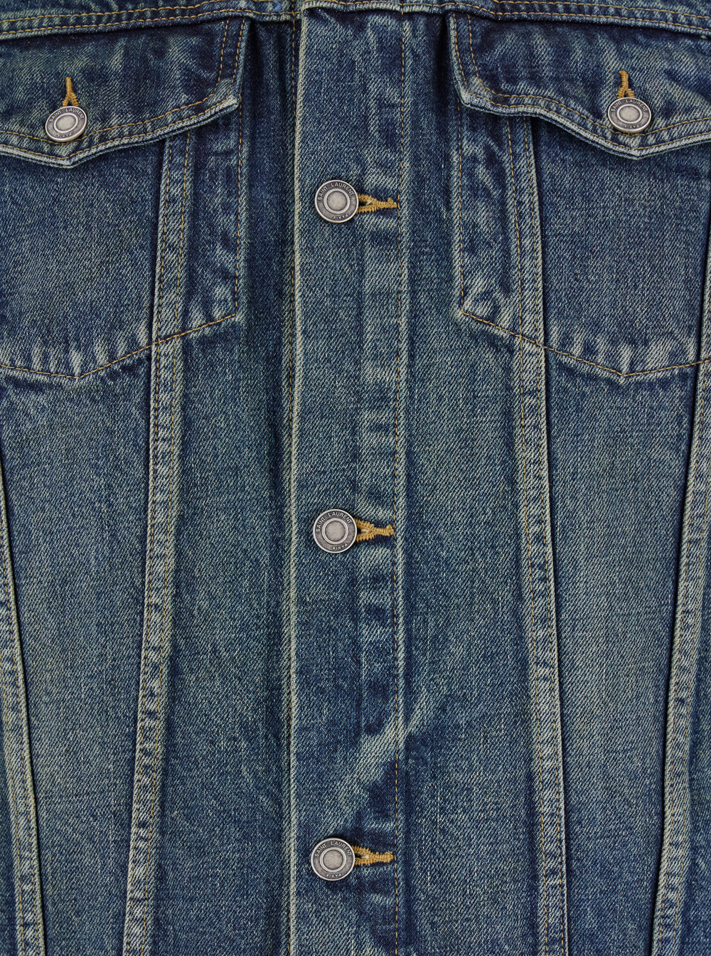 Saint Laurent Blue Slim Jacket With Patch Pockets In Denim Man In Blue