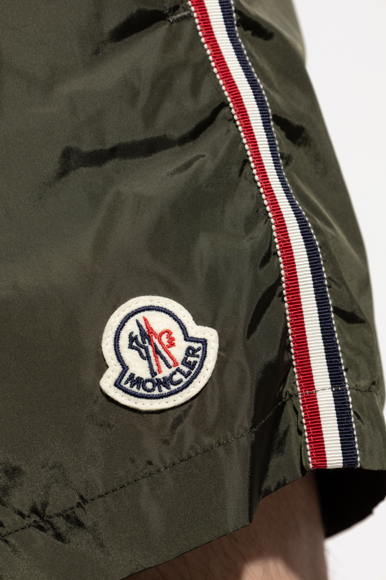 Moncler Army Green Nylon Swimming Shorts In Green