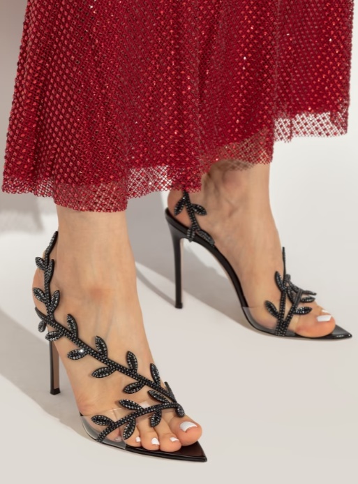 Gianvito Rossi Flavia Crystal-embellished Leather And Pvc Sandals In Black